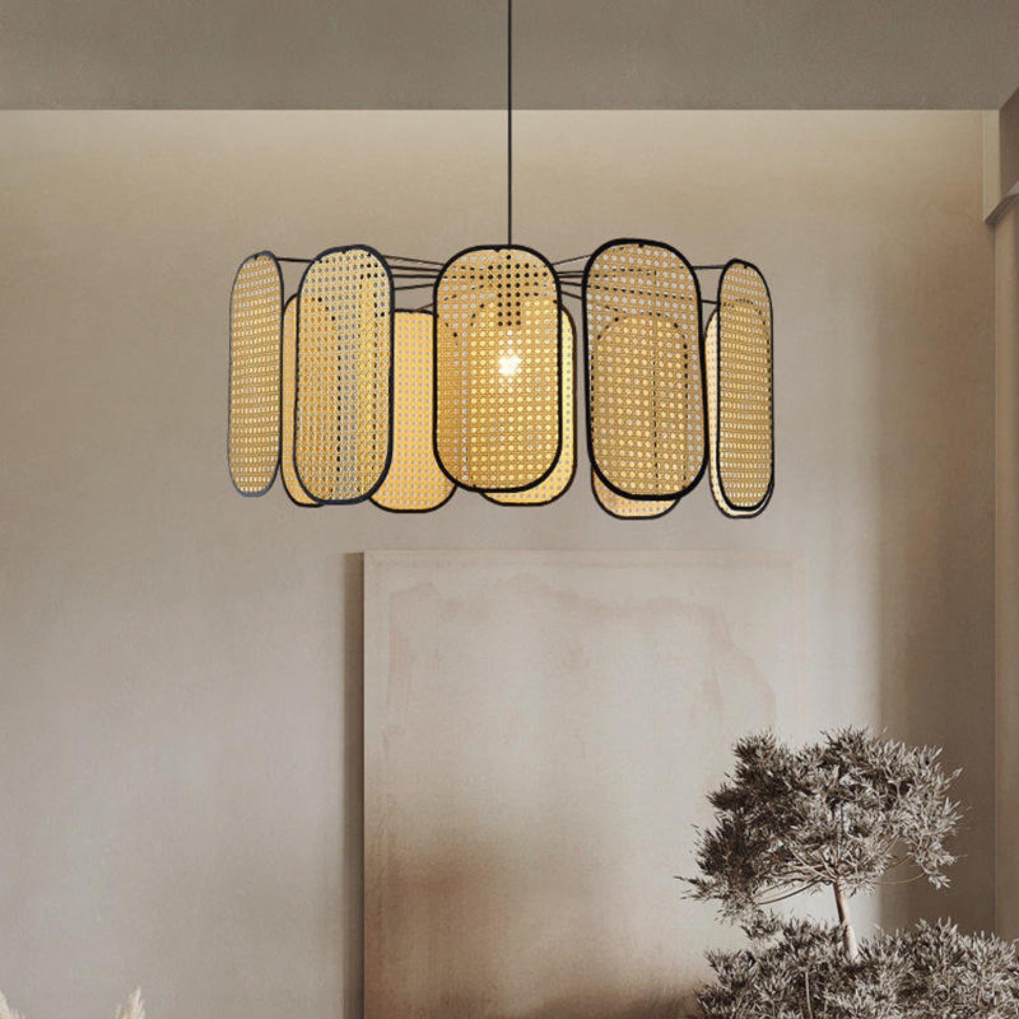 Cane Webbing Round Pendant Lamp LP-79 | Rattan Pendant Lamp